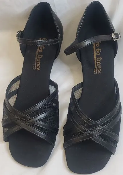 London Cool Wide toe box 1.3" Harla -- Women's Thick Heel Latin Sandal -- Black