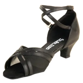 heel cup Road Long 1.3" Harper -- Thick Heel Latin Ballroom Sandal -- Black