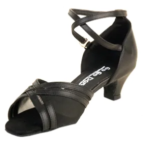 heel cup Road Long 1.3" Harper -- Thick Heel Latin Ballroom Sandal -- Black