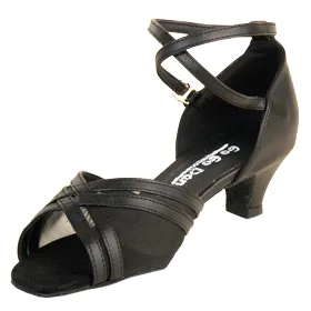 heel cup Road Long 1.3" Harper -- Thick Heel Latin Ballroom Sandal -- Black