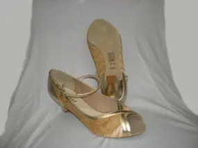 1.75" Florence -- Open Toe Ballroom Shoe -- Gold/Ivory Workout New In
