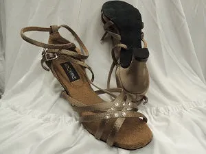 Summer Heat 2.38" Brandy -- Flare Heel Latin Sandal -- Bronze Satin