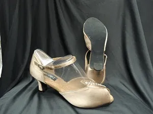 Sea Breeze 2.38" Charlotte -- Closed Back/Open Toe Ballroom Shoe -- Bronze Satin