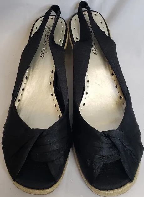 Slip-Resistant Sole ergonomic 2.5" Meadow -- Women's Wedge Sling Sandal -- Black Satin