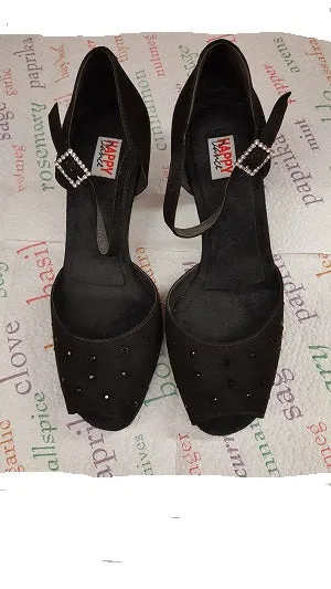 Smooth Soles 2.75" Gerri - Flare Heel Latin Sandal -- Black Suede