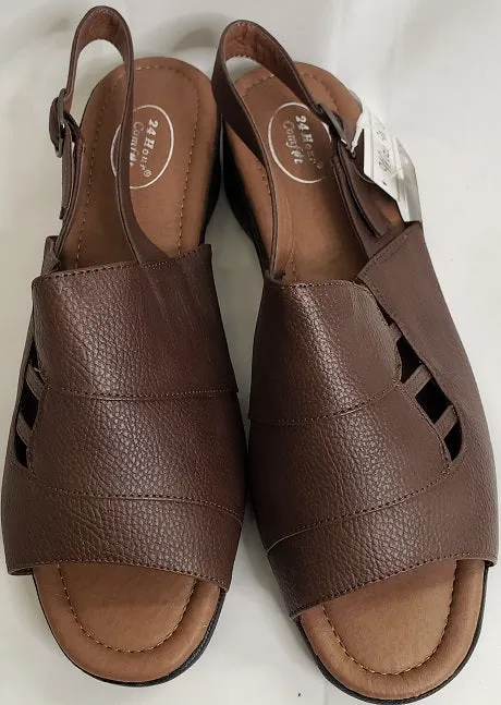 2" Fanny -- Women's Wedge Sling Sandal -- Brown Trendy Footwear for Summer Stylish Travel Flats