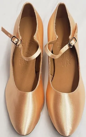2" May-lisa -- Women's Flare Heel Standard Ballroom Shoe -- Flesh Satin Fashion Edge