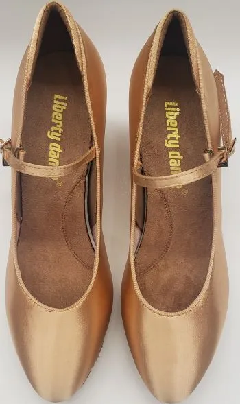 Foam Lining Trail Running 2" Petra IIII -- Women's Standard Ballroom Shoe -- Tan Satin