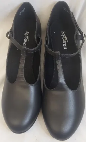 2" Zoey -- Women's T-Strap Character Shoe -- Black Cushioned Base Health Focused