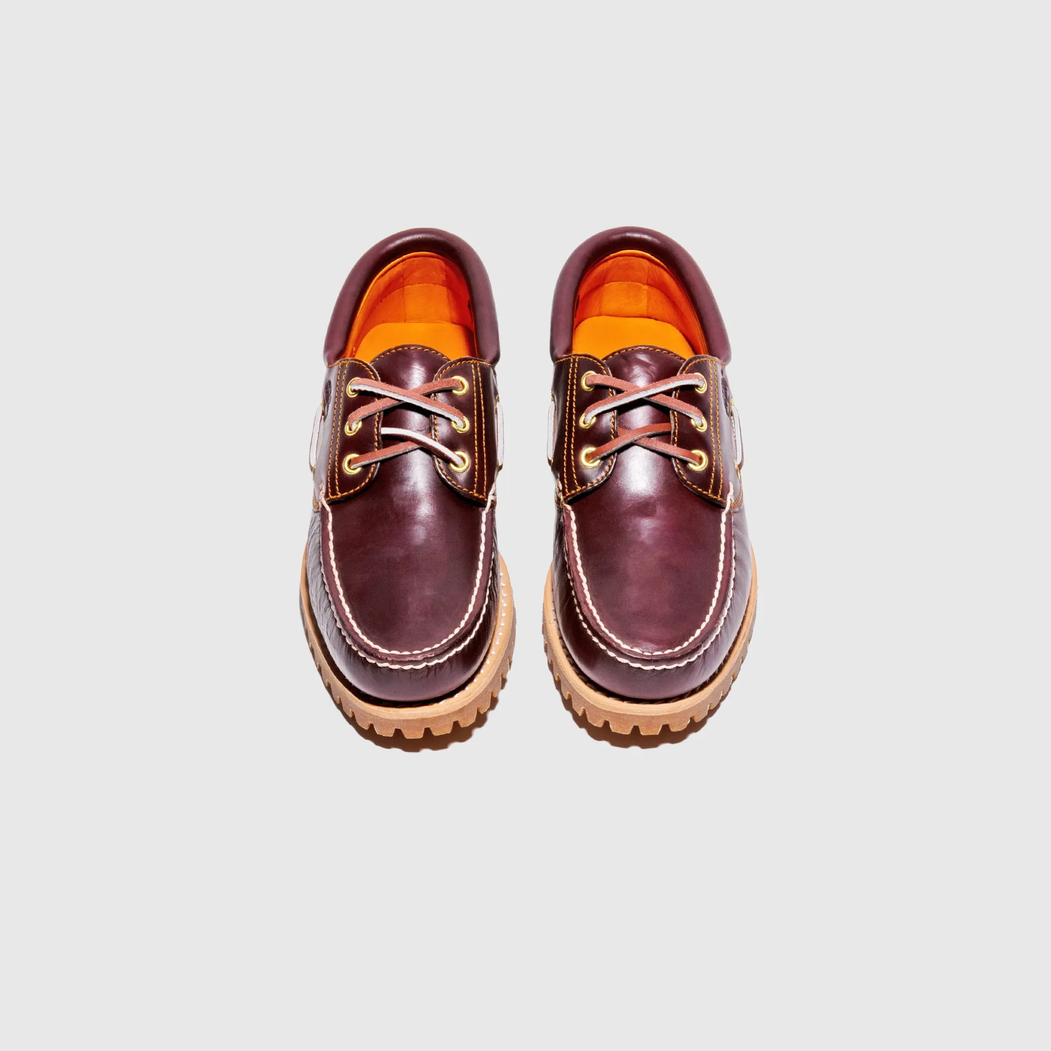 Memory Foam Standing All Stone Gray 3-EYE LUG HANDSEWN BOAT SHOE