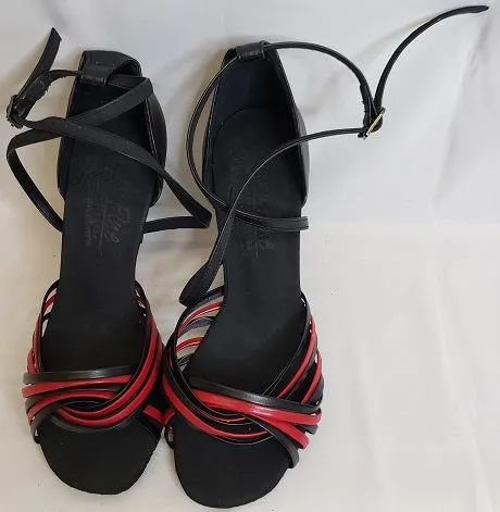Teen Fun Firm Ground 3" Jessica -- Women's Latin Ballroom Sandal -- Black/Red