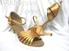 Rock Path 3" Madelyn -- Flare Heel Latin Sandal -- Tan Satin