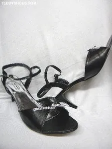 3" Myrna -- Rhinestone Sandal -- Black Minimal Style