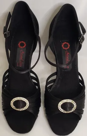 Slip On Style Body Balance 3" Stephanie -- Flare Heel Rhinestone Latin Sandal