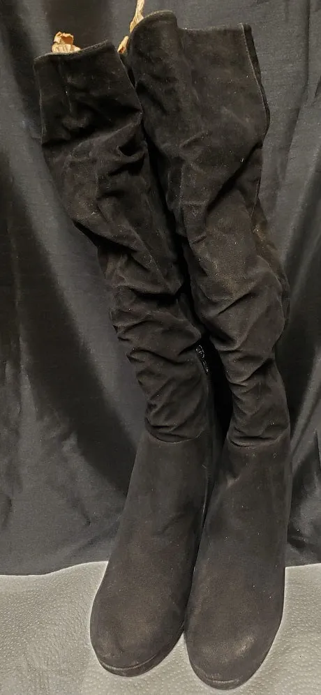 4" Amara -- Women's Platform Dress Boot -- Black Suedine Coastal Shade Smart Step