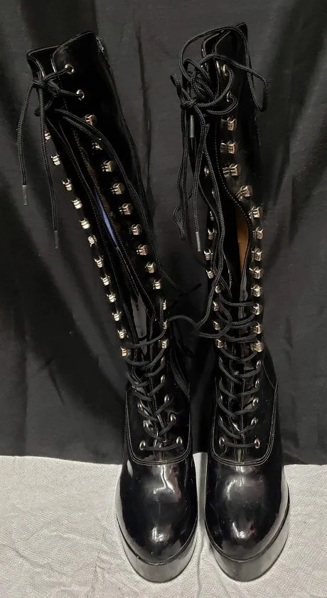 4" Exotica -- Women's Platform Dress Boot -- Black Patent Metro Shade Light Walk