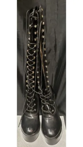 Wide fit 5" Electra -- Women's Granny Style Dress Boot -- Black Patent