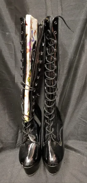 6" Kiss -- Women's Granny Style Dress Boot -- Black Patent Patent Gloss