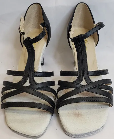 2.5" Giorgina -- Flare Heel Latin Sandal -- Black Galaxy Tone