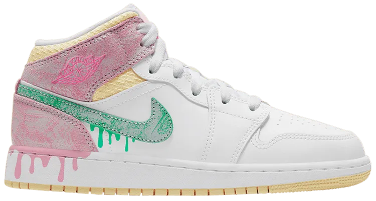 Air Jordan 1 Mid SE GS 'Paint Drip' Picnic Easy