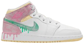 Air Jordan 1 Mid SE GS 'Paint Drip' Picnic Easy