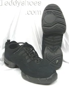 Robbie -- Unisex Canvas Split Sole Dancesneaker -- Black Runway Glow