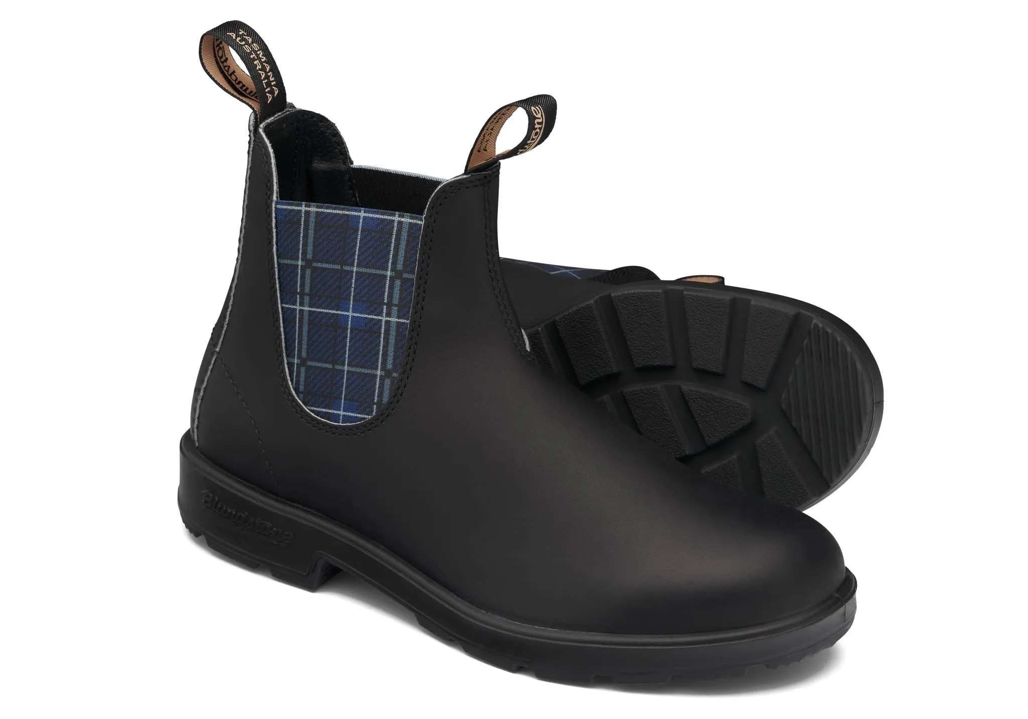 BLUNDSTONE 2102 - Original Black with Navy Tartan Elastic Sturdy Frame