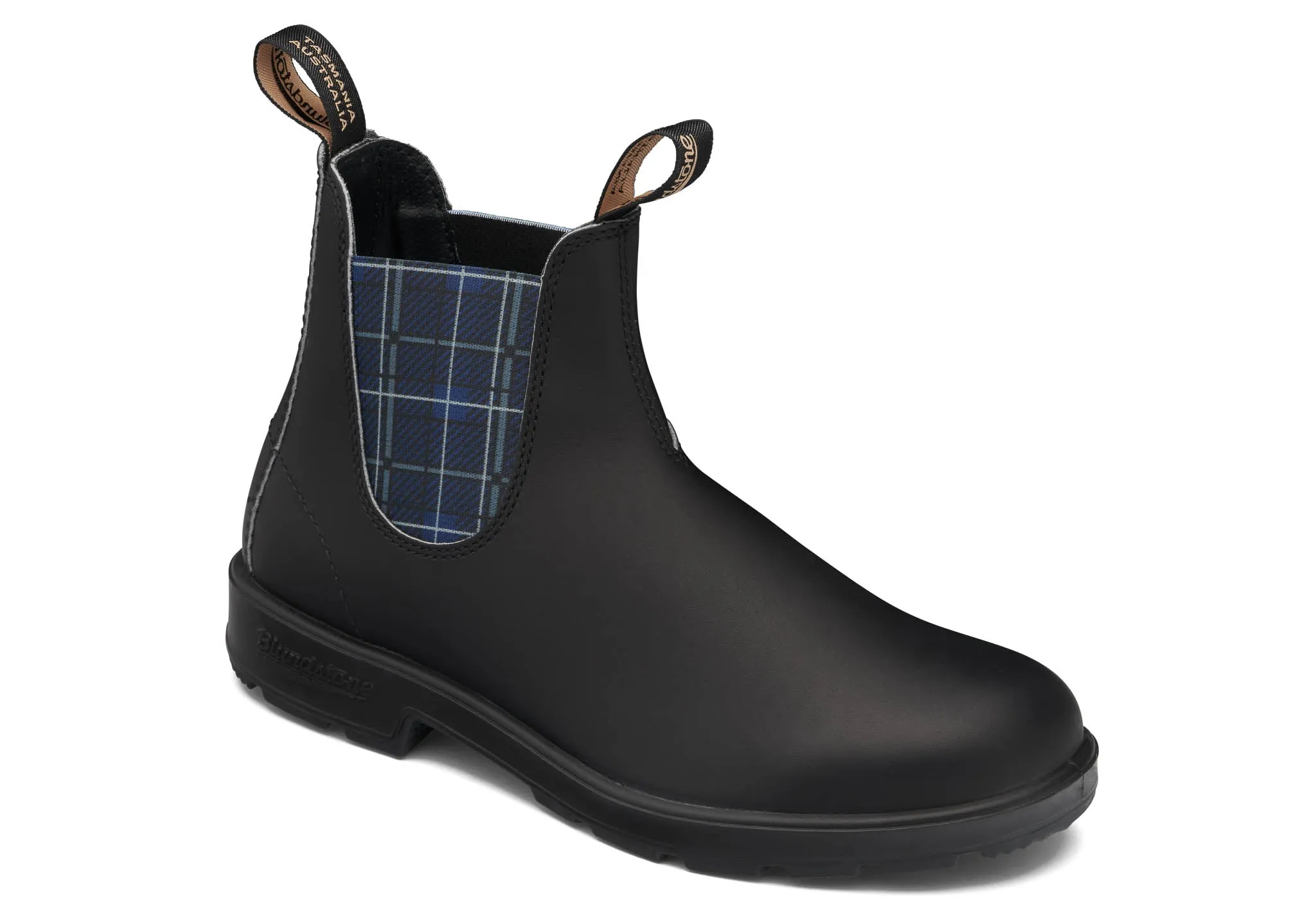 Stable Fit Nude Soft BLUNDSTONE 2102 - Original Black with Navy Tartan Elastic
