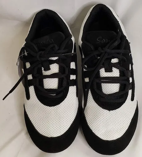 Salsero-- Full Suede Sole Dancesneaker -- White/Black Snow Grip Smart Look