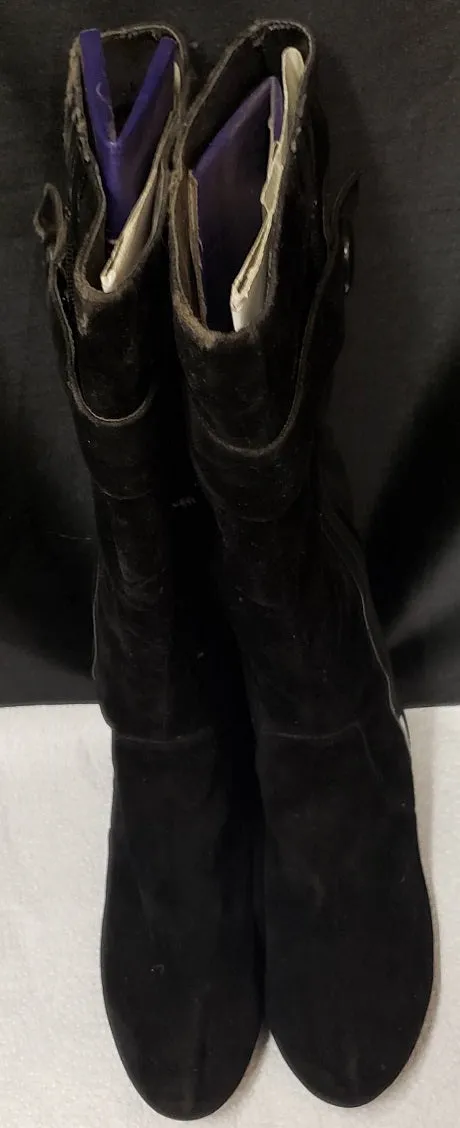 Rich Feel Gala Ready Classic -- Women's Flat Heel Dress Boot --Black Suedine