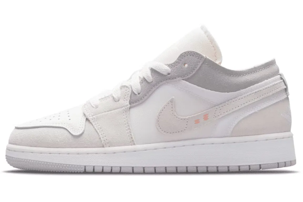 Jordan 1 Low Inside Out Cream White Light Grey (GS) Bright tone Breathable Daily Walk