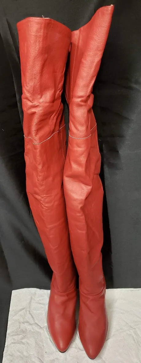4" Legend -- Women's Thigh High Leather Pull-on Boot -- Red Quick Wipe