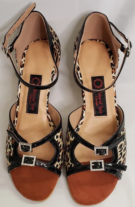 2.5" Renee-- Flare Heel Latin Sandal -- Leopard Party Glow