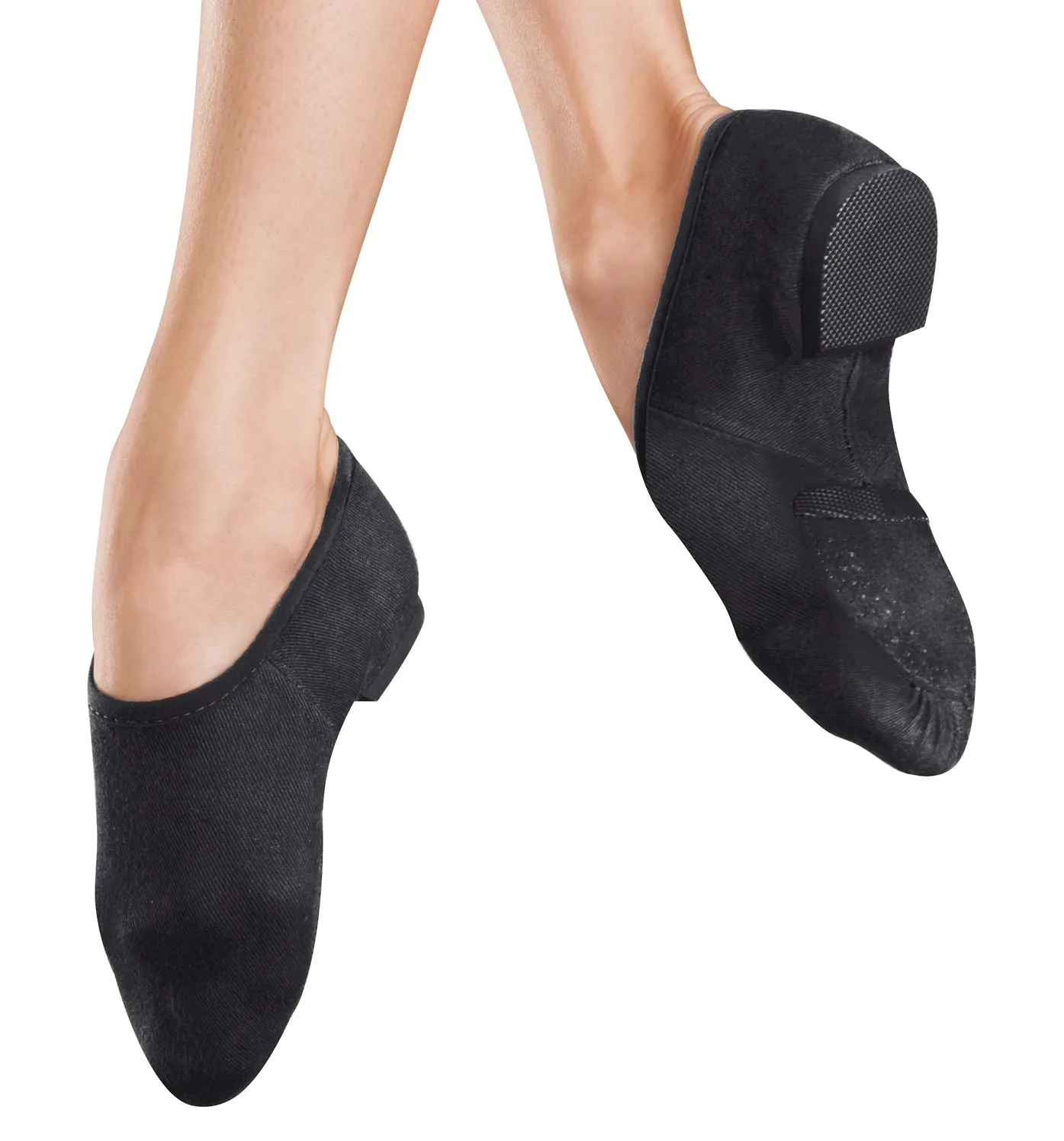 Dorothy -- Women's Stretch Canvas Split Sole Jazz Slip-On -- Black Hiking Mood Star Edge