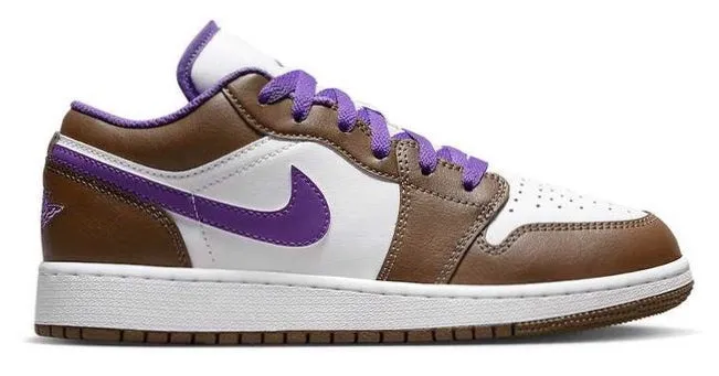 Quick Drying Work Commute Nike Air Jordan 1 Low "Brown and Purple" (GS)