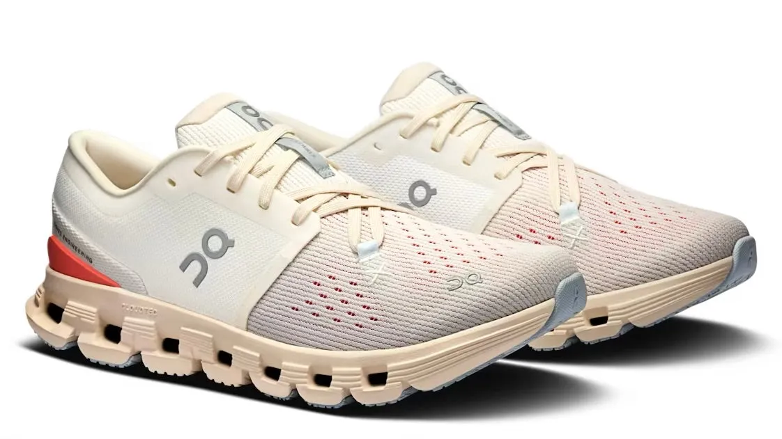 On Running Cloud X 4 Ivory Salmon (Women's) White Clean