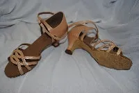 2.25" Adriana -- Wide Heel Latin Sandal -- Light Peach heel cup quick dry