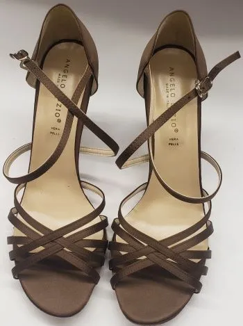 3" Julianne -- Women's Latin Ballroom Sandal -- Brown Satin Modern