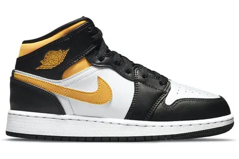 Jordan 1 Mid White Pollen Black (GS) Cosmic Glow Elastic laces