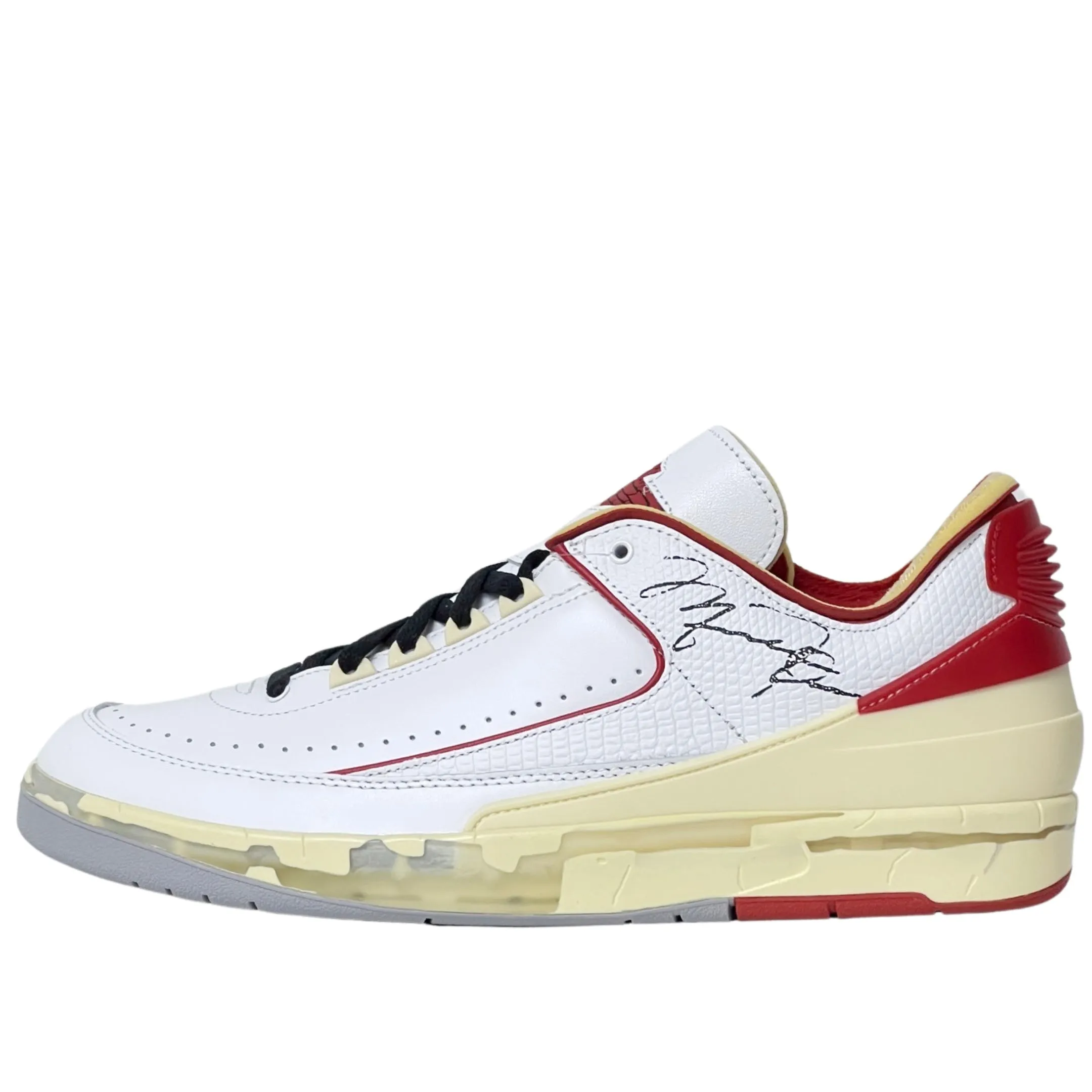 Nike Air Jordan 2 Low SP Off-White White Varsity Red Lightweight Form Casual Wear Cushioned Base Busy Professionals