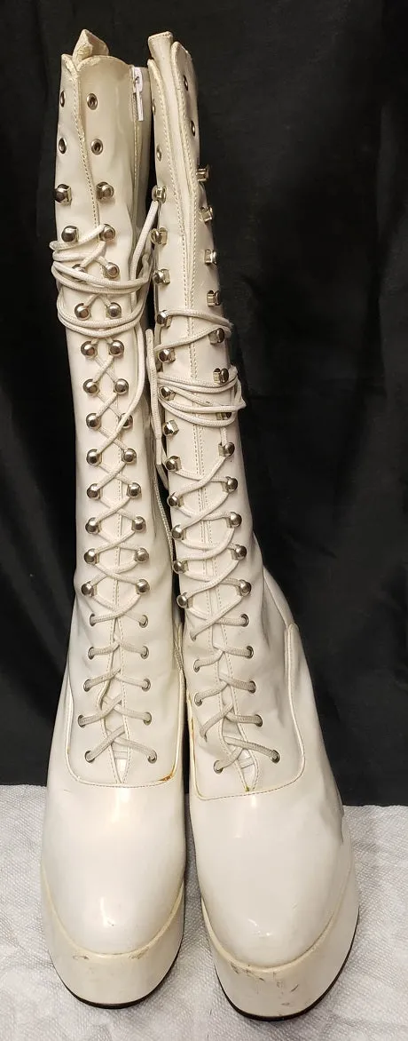 5" Electra -- Women's Granny Style Dress Boot -- White Patent Crisp Edge Spring step