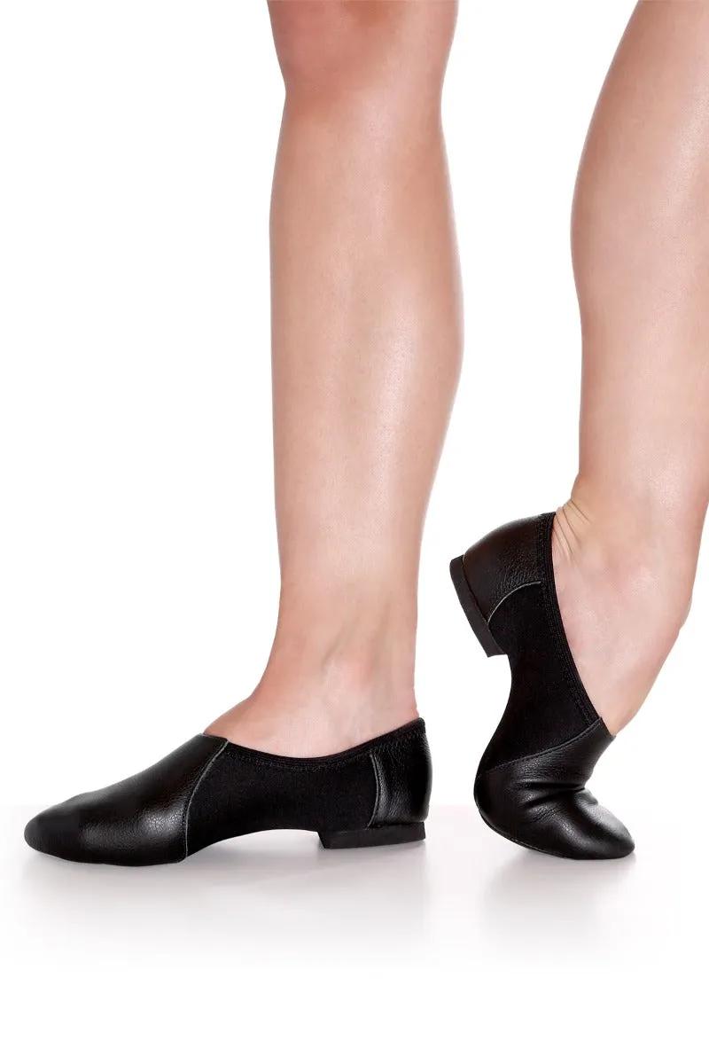 Soft Neutral Jesse --  Leather Split Sole Jazz Shoe Slip-on -- Black