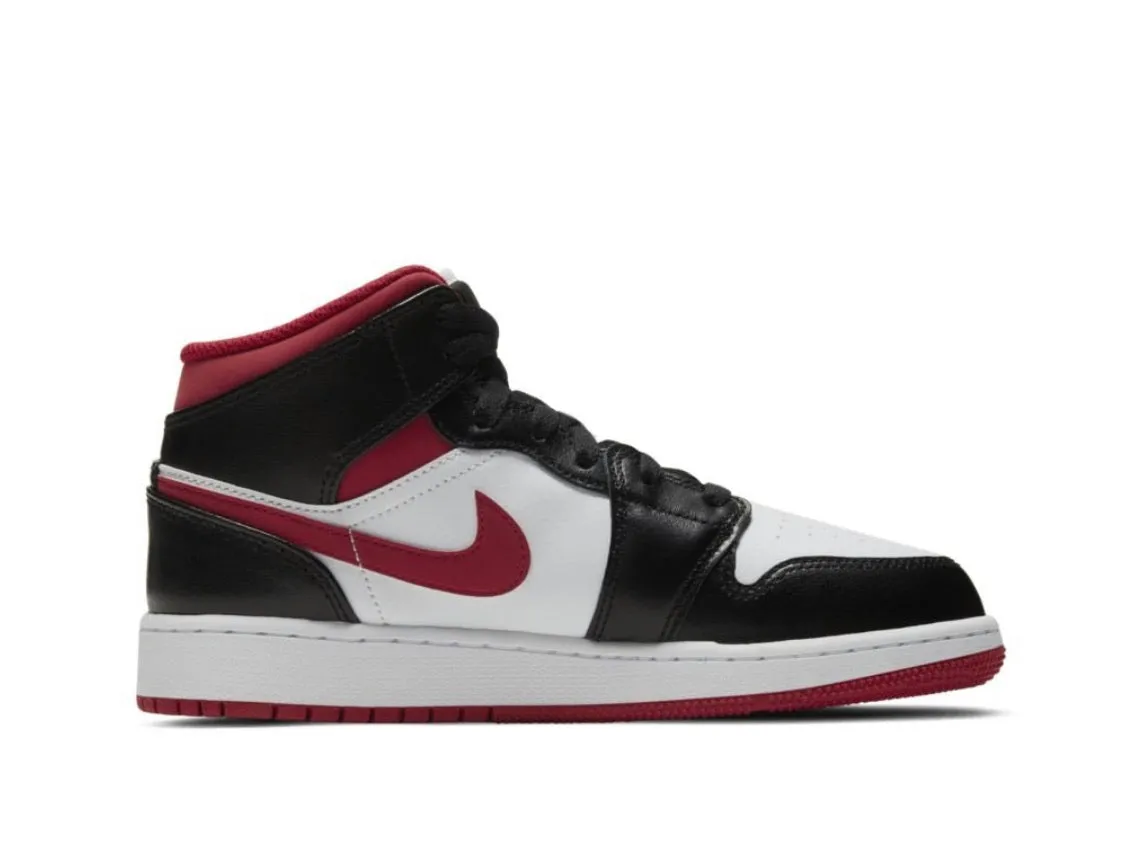 Jordan 1 Mid Gym Red Black White (GS) Soft Cushioning Silk Feel
