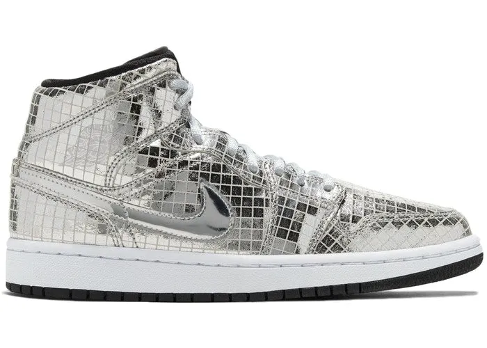 Jordan 1 Mid SE Disco Metallic Silver (W) Firm Lock Mom Fit