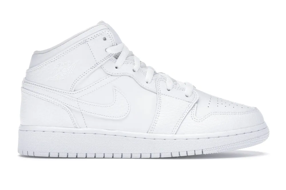 Jordan 1 Mid Triple White (GS) Peace Step