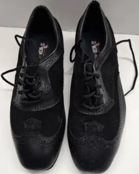 Jordan -- Men's Standard Ballroom Oxford -- Black Leather/Suede Comfort Heel