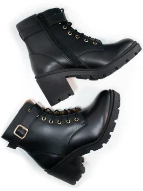 Lace Up Track Sole Booties Walking Comfort