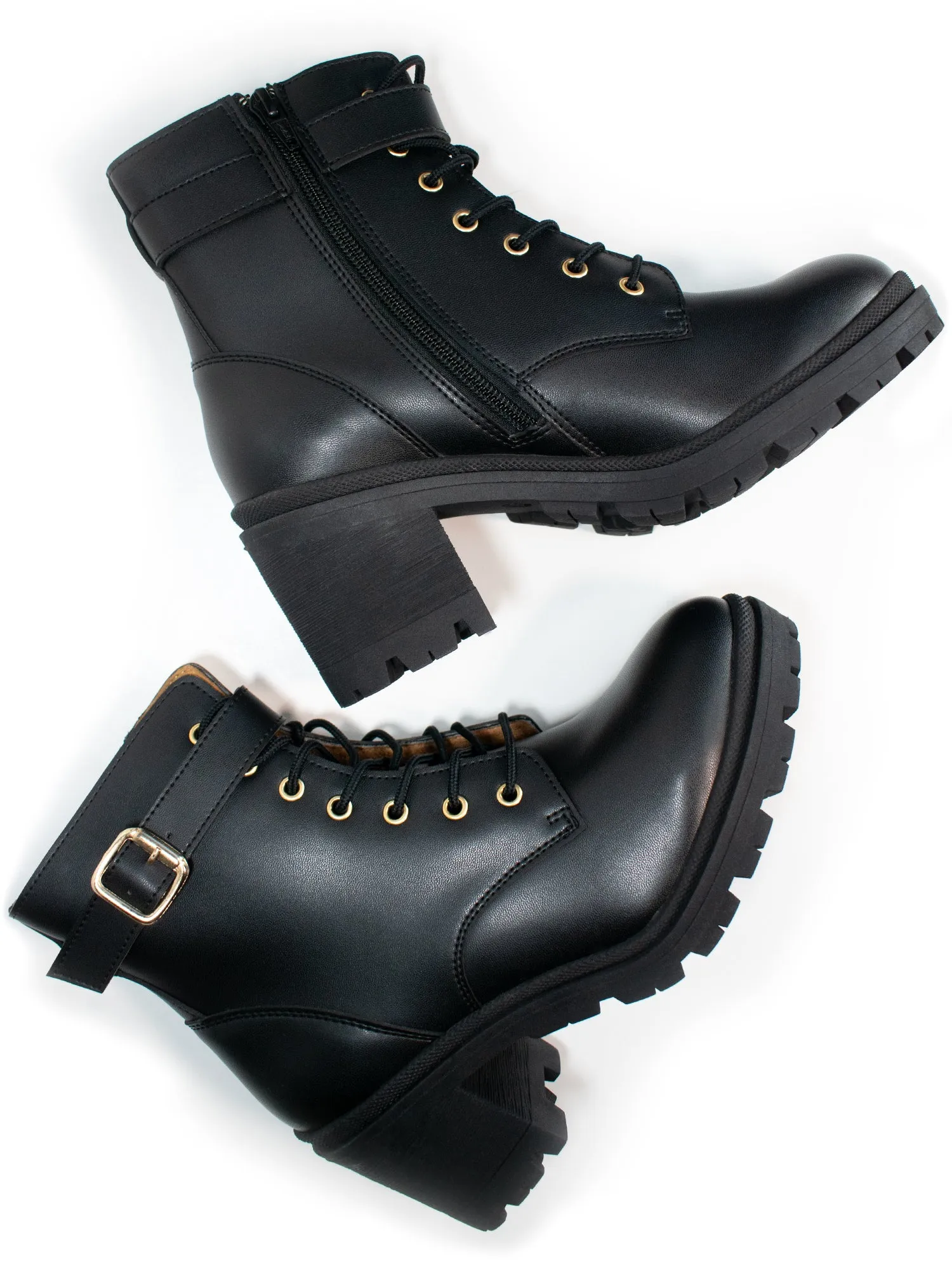 Lace Up Track Sole Booties Walking Comfort
