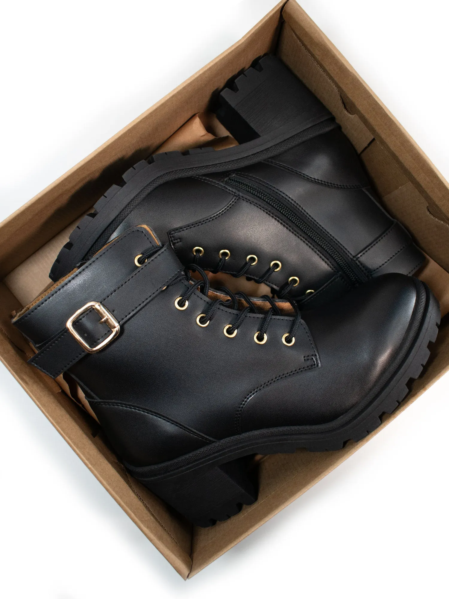 Rugged Protection Lace Up Track Sole Booties