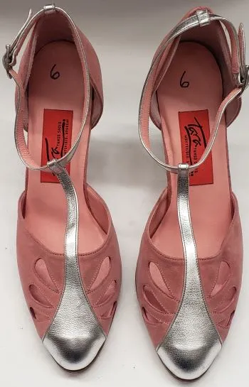 2.5" Gricel III -- Women's Tango Shoe -- Pink Suede/Silver Heel Padded